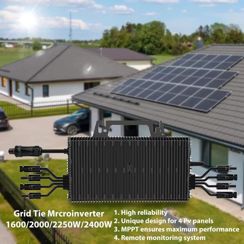 Sukflow Mikro-Wechselrichter 2400W mit 4 MPP und Monitor, Plug & Play Solar-Wechselrichter in Schwarz - Bild 3