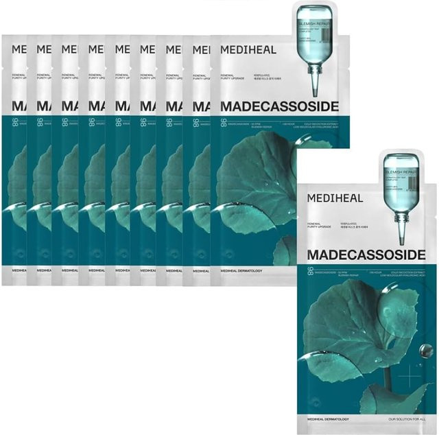 MediHeal Madecassoside Essential Mask Set, 10 Stück, Niacinamid, Empfindliche Haut - Bild 1
