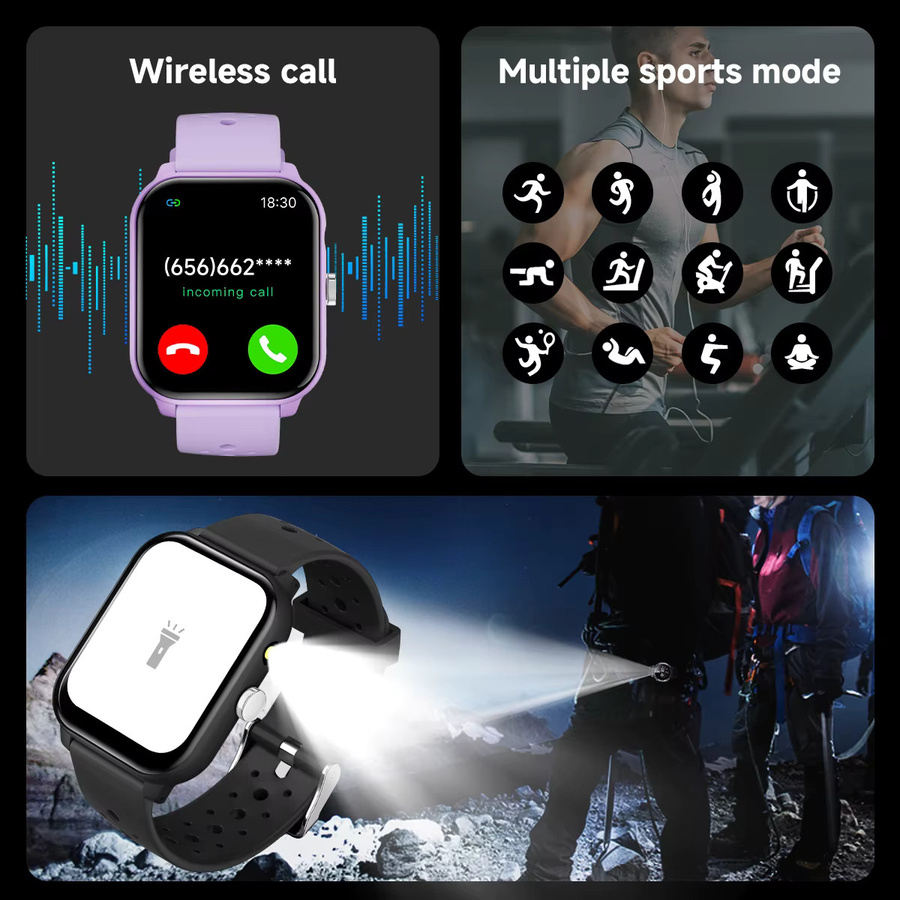 SIMSONLAB Smartwatch mit Taschenlampe und Bluetooth-Anruffunktion, 1,83 Zoll IPS Display, Schwarz, Unisex - Bild 5