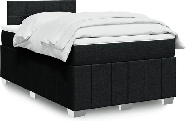 vidaXL Boxspringbett mit Matratze Schwarz aus Stoff mit USB-Ladeanschluss und Unterbettbeleuchtung B/T/H: 120 x 190 x 100,5 cm - Bild 1