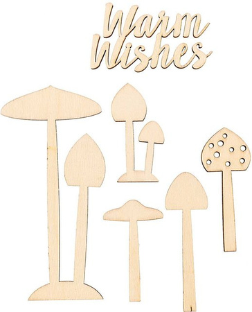 Rico Design Holzdeko-Set Pilze in Naturfarben für Adventskranz und XL-Dekohaube