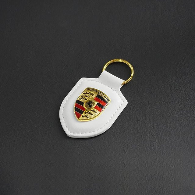 Porsche Schlüsselanhänger Leder-Metall, Weiß, Unisex - Bild 1
