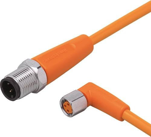 ifm Electronic EVT242 Verbindungsleitung in Orange, Stecker gerade und Buchse gewinkelt, 3-polig, Länge: 0,3 m - Bild 1