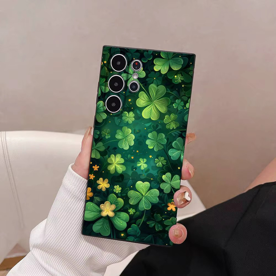 Matt Soft Cover mit Vierblättrigem Kleeblatt Design für Samsung Galaxy S25 S24 S23 S22 S21 S20 Ultra Plus in Grün - Bild 6
