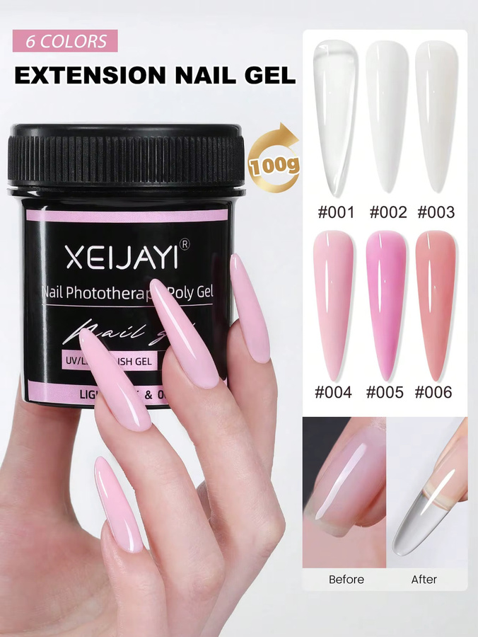 XEIJAYI Poly-Nagelgel, 100g, 006-Nude, Glänzend - Bild 2