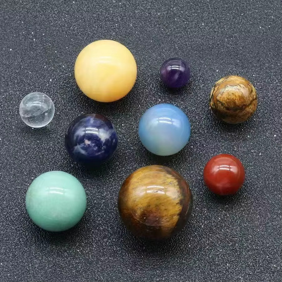QIAO Kristallkugel-Set mit 9 Planeten des Sonnensystems aus Edelsteinen in Multicolor - Bild 5