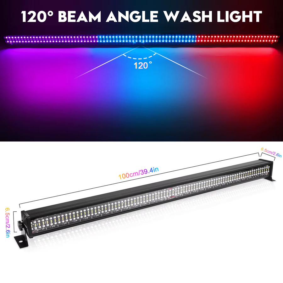 Yiflamefly RGB Wandfluter-Lichtleiste mit 336 LEDs und 80W, DMX Bühnenlicht Stroboskop in Schwarz - Bild 5