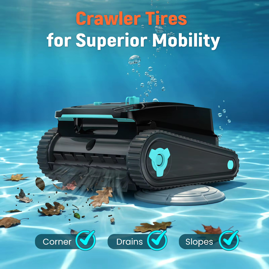 Vastorm H2 Roboter-Poolreiniger in Schwarz mit 120 Minuten Laufzeit für Wände und Wasserlinien - Bild 2