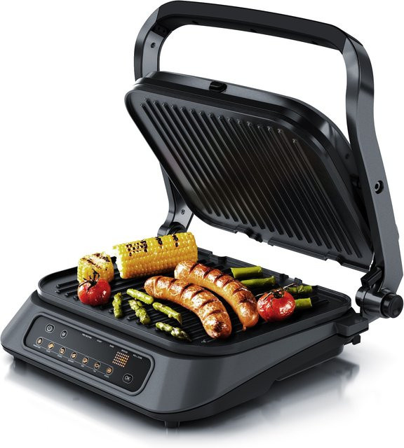 Arendo Kontaktgrill in Schwarz mit 1900 W Leistung, Digitalsteuerung und abnehmbaren Platten - Bild 1