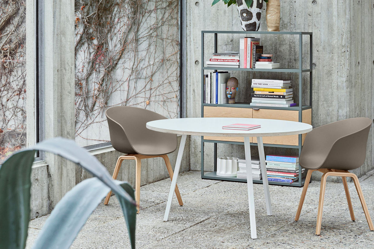 HAY Loop Stand Round Table runder Esstisch mit Linoleum-Oberfläche in Weiß - Bild 2