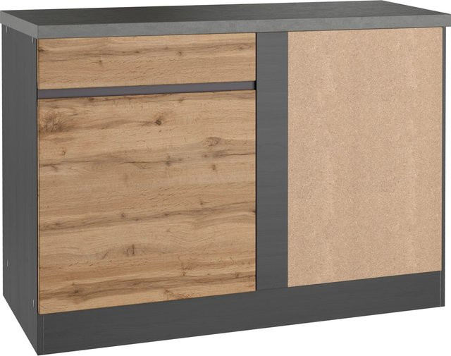Held Möbel Küchen-Eckschrank Turin in Wotaneiche und Graphit, Breite: 120 cm - Bild 1