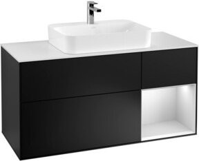 V&B Waschtischunterschrank Finion mit Wandbeleuchtung, Farbe: Weiß/Schwarz, Breite: 120 cm, Tiefe: 50,1 cm, Höhe: 50,1 cm - Bild 1