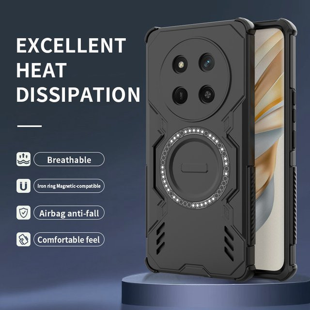 Stoßfeste Magnet-Schutzhülle für Huawei Honor 200, 400 Pro, X9C und Magie 7 Lite mit Wärmeableitung in Schwarz oder Rot - Bild 1