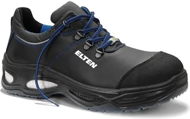 Elten Sicherheitshalbschuh Milton Low ESD S3 aus Rindleder in Schwarz und Blau, Größe 48 - Bild 1