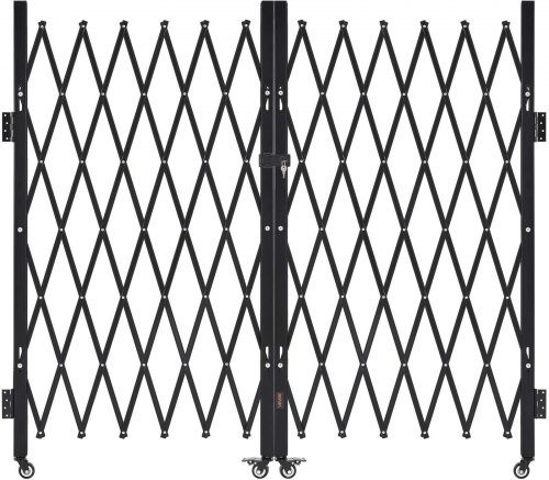 VEVOR Sicherheitstor abschließbar, doppelt klappbares Scherentor aus Stahl mit 360° Lenkrollen für Garage und Lager, B: 320 cm, H: 160,5 cm, Schwarz - Bild 1