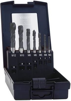 Exact 03598 Maschinengewindebohrer-Set 7teilig metrisch M1 bis M12 aus HSS-E Cobalt in Silber - Bild 1