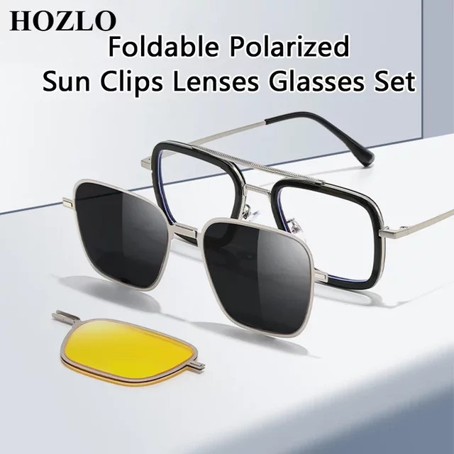 HOZLO Sonnenbrille Aviator, Vollrand, Metall, polarisiert, Unisex, blau schwarz - Bild 1