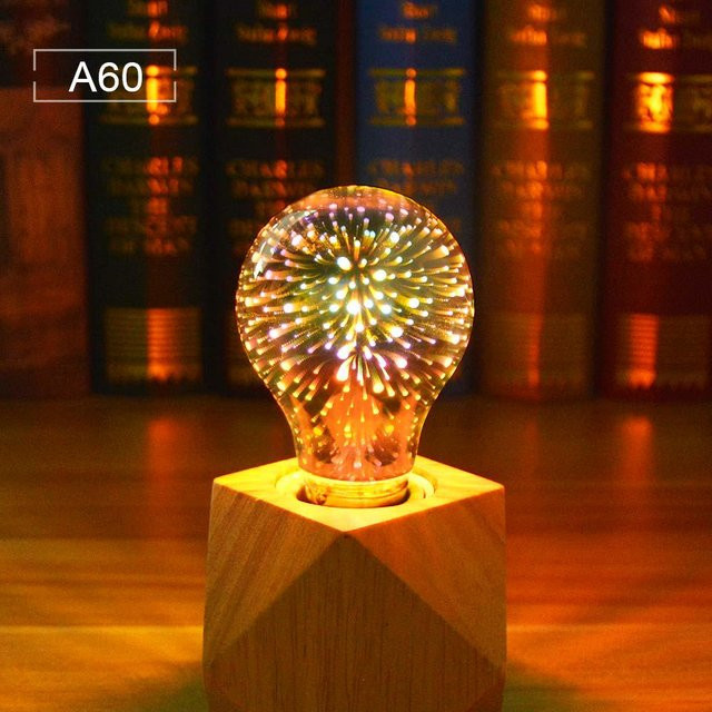 MALITAI LED Edison-Lampe mit 3D-Feuerwerk-Effekt, E27, warmweiß, transparentes Glas - Bild 1