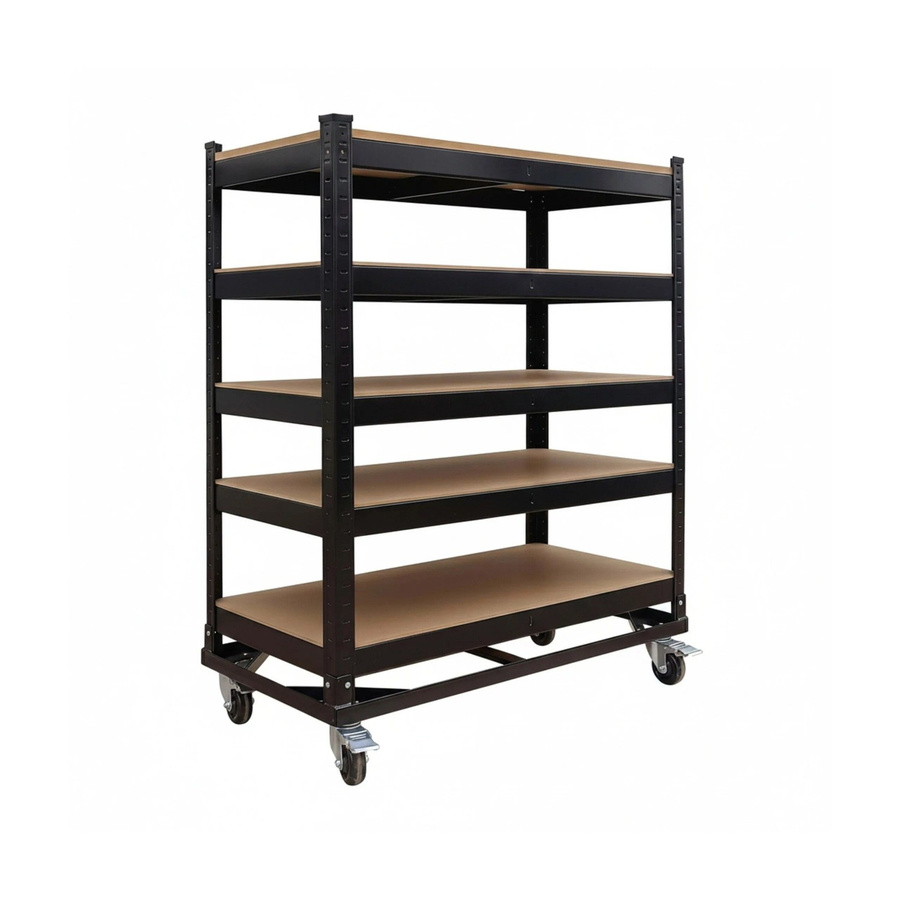 Relaxdays Etagenwagen aus Stahl und MDF in Schwarz, 5-lagig und höhenverstellbar, B/T/H: 110 x 90 x 45 cm - Bild 2