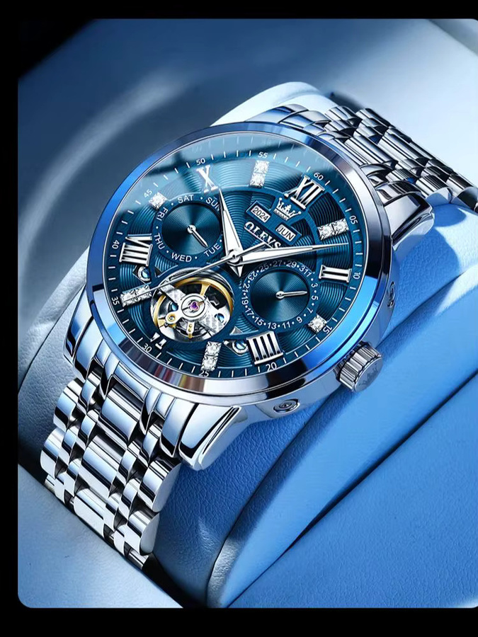 OLEVS Armbanduhr, Automatik, Edelstahl, Weiß, Herren - Bild 7