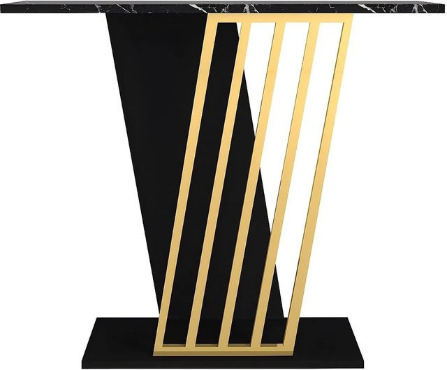 Vente-unique Konsolentisch Orsona in Schwarz und Gold mit Marmor-Optik, Breite: 90 cm - Bild 1