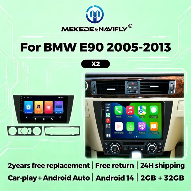 STRONGNAVI Autoradio Stereo Multimedia Player für BMW E90 E91 E92 E93 (2005-2013) mit 9 Zoll Display, Navigation, GPS, CarPlay und Android Auto, Schwarz - Bild 1