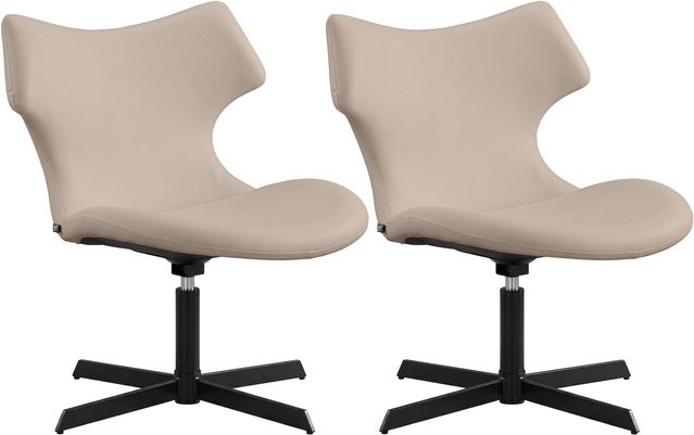CLP 2er Set Loungestühle Welland, gepolsterte Relaxsessel in Beige mit Lederoptik, 360 Grad drehbar mit Lehnen - Bild 1