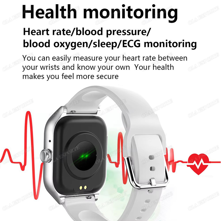 Ola Esporte Bluetooth Smartwatch in Gold mit 2,01 Zoll Display zur Herzfrequenz-, Blutsauerstoff- und Blutdruckmessung sowie Anrufannahme und Kalorienverfolgung - Bild 4