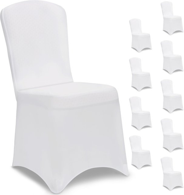 10er-Set Stuhlhusse für Esszimmerstühle in Weiß, elastisches Stretch-Material von Detex® - Bild 1