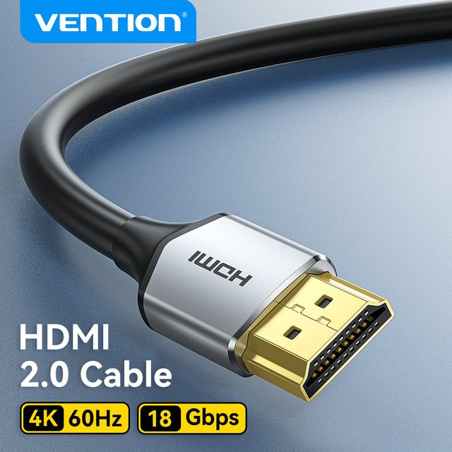 Vention HDMI 2.0 Kabel für 4K@60Hz mit 18 Gbit/s und Dolby Vision in Schwarz oder Grau - Bild 1