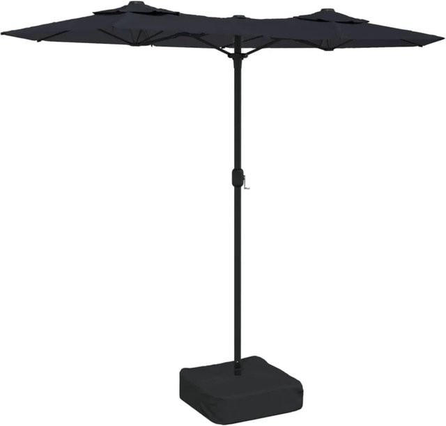 vidaXL Doppel-Sonnenschirm Schwarz aus Polyester und Eisen, B/T/H: 316 x 145 x 240 cm - Bild 1