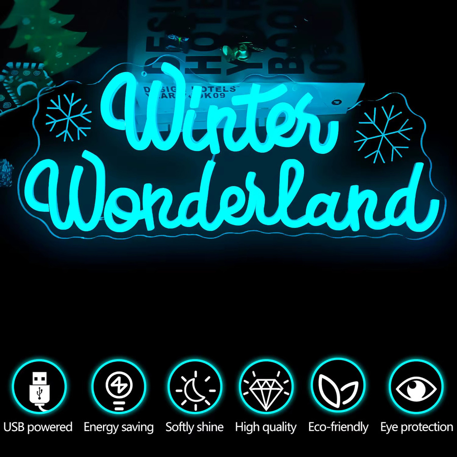 Winter Wonderland Weihnachts-Neonschild zur Wanddekoration mit dimmbarer Funktion für Schlafzimmer und Partys - Bild 5