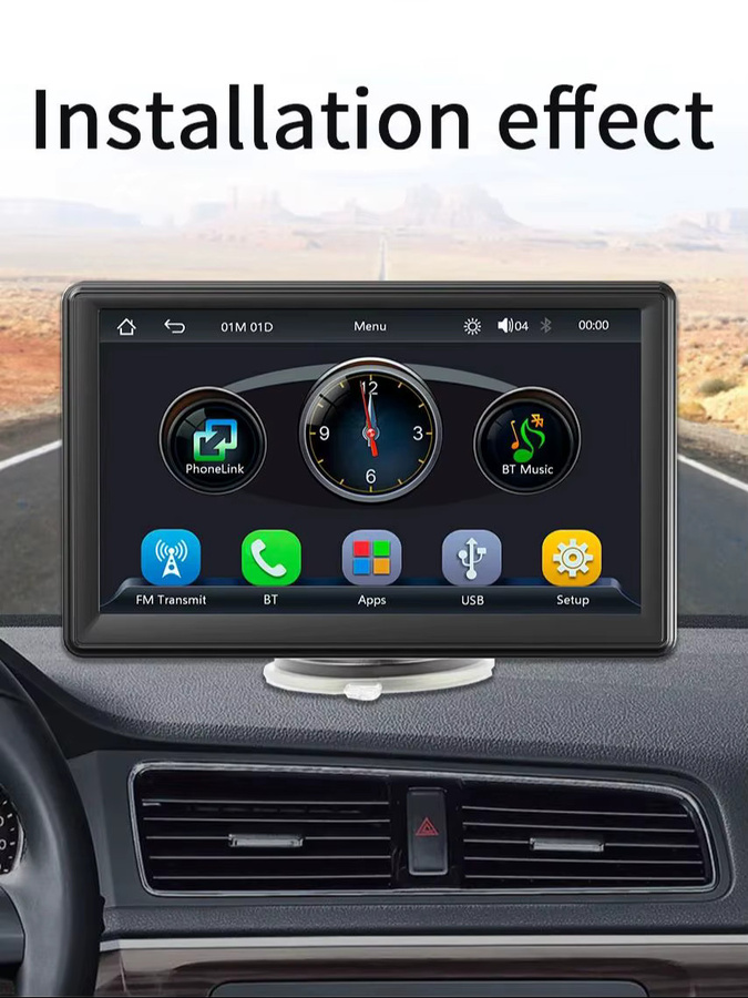 BQCC 7 Zoll Universeller MP5-Player mit kabellosem CarPlay, Android Auto und Bluetooth, FM-Radio, Schwarz - Bild 7