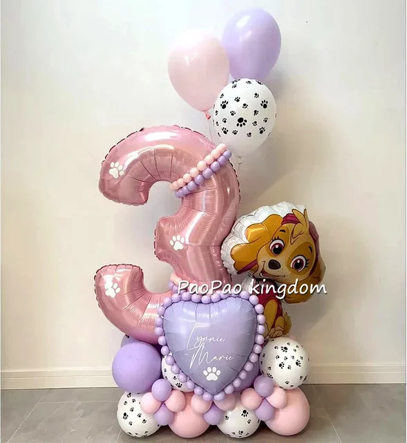 Paw Patrol Luftballons Set aus Aluminium mit Zahlen für Kinder Geburtstagsdekorationen in Mehrfarbig - Bild 1