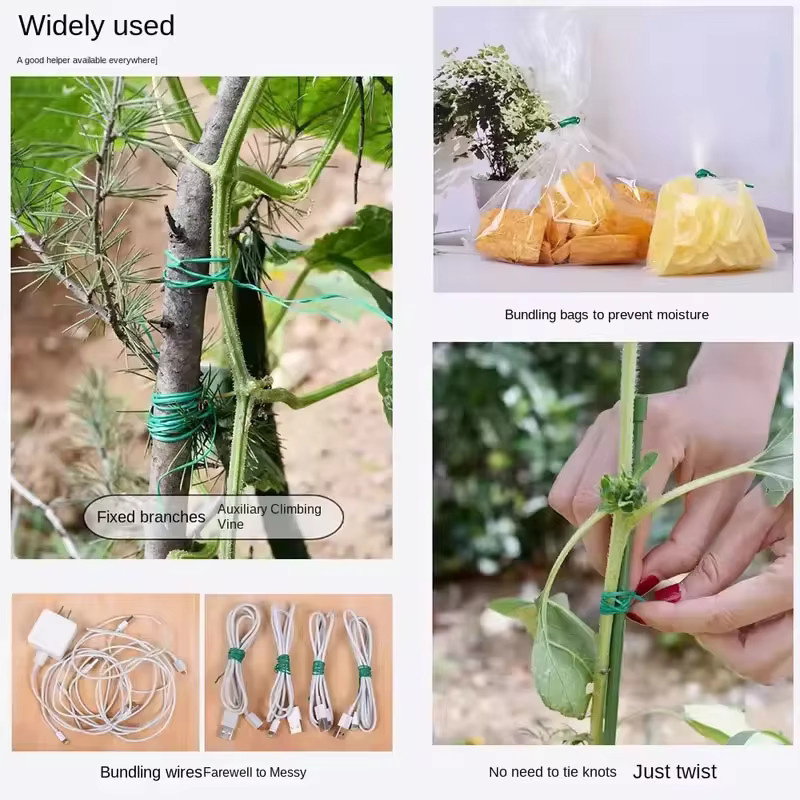 Grüne Garten-Drehverschlüsse aus Stahl, multifunktionale und wiederverwendbare Befestigungsbänder für Pflanzen, Blumen und Ranken - Bild 6