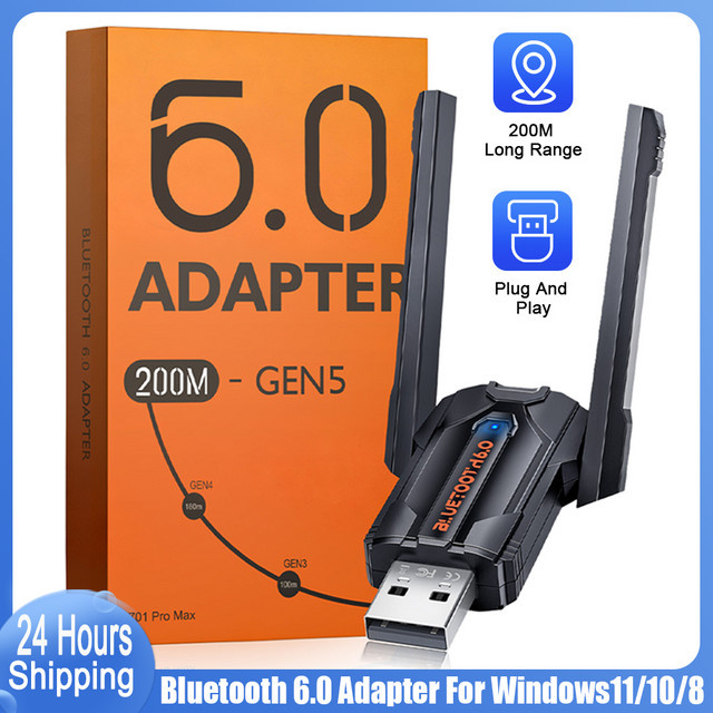 Elecpow Bluetooth 6.0 USB-Adapter für Windows 8/10/11, Langstrecken-Dongle in Schwarz - Bild 1