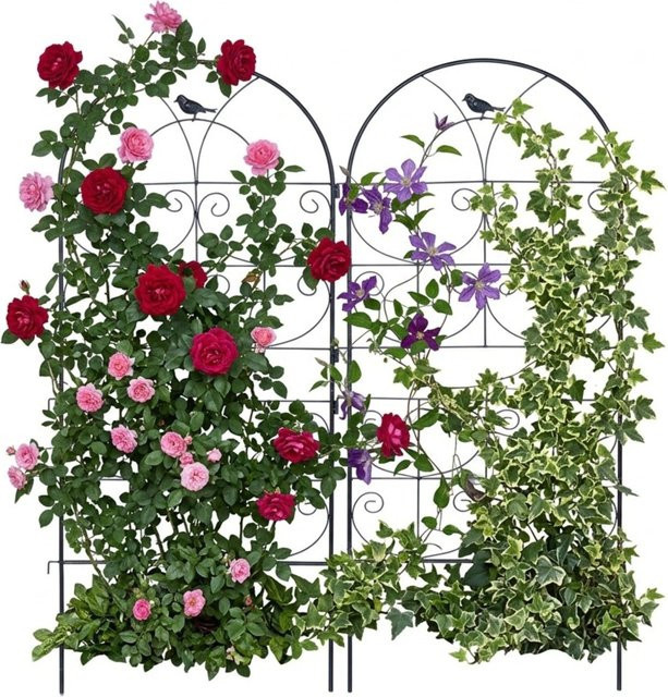 Relaxdays Rankgitter Vogel aus Stahl in Schwarz, 2er Set, wetterfest, H: 116 cm, B: 50 cm, T: 1 cm - Bild 1