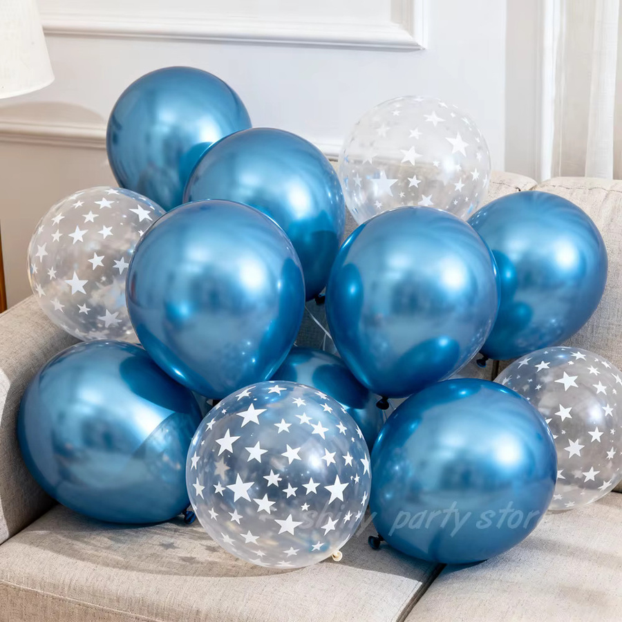 GSF Ballon Set Blau Transparent mit Sternen-Effekt aus Latex für Geburtstag und Hochzeit, 20 oder 50 Stück - Bild 3