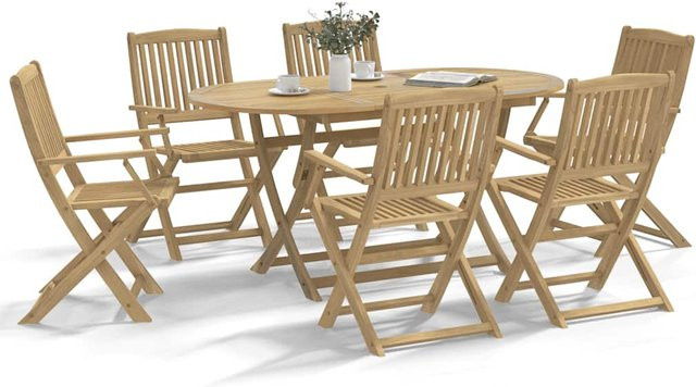 6er-Set Klappbare Gartenstühle von VIDAXL aus Akazienholz in Braun, B/T/H: 54,5 x 58,0 x 90,0 cm - Bild 1
