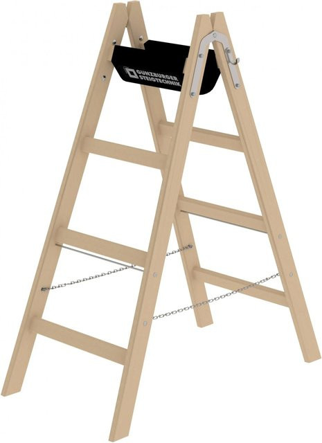 Günzburger Holz-Stehleiter mit 4 Sprossen in Beige - Bild 1