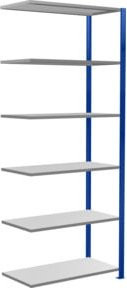 Schulte Anbauregal Steckregal MULTIplus150 mit 6 Fachböden und Kreuzstrebe, Farbe Blau/Verzinkt, B/T/H: 250 x 100 x 50 cm - Bild 1