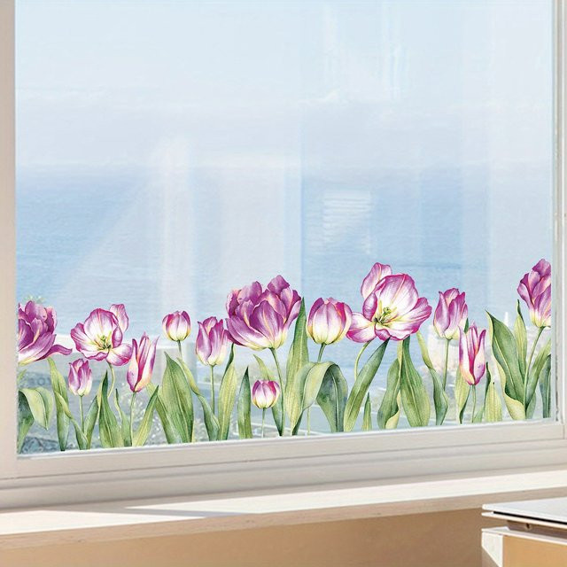 BRUP Aquarell Blumen Fenster Aufkleber Multicolour Botanisches Design für Kinderzimmer und Wohnzimmer - Bild 1