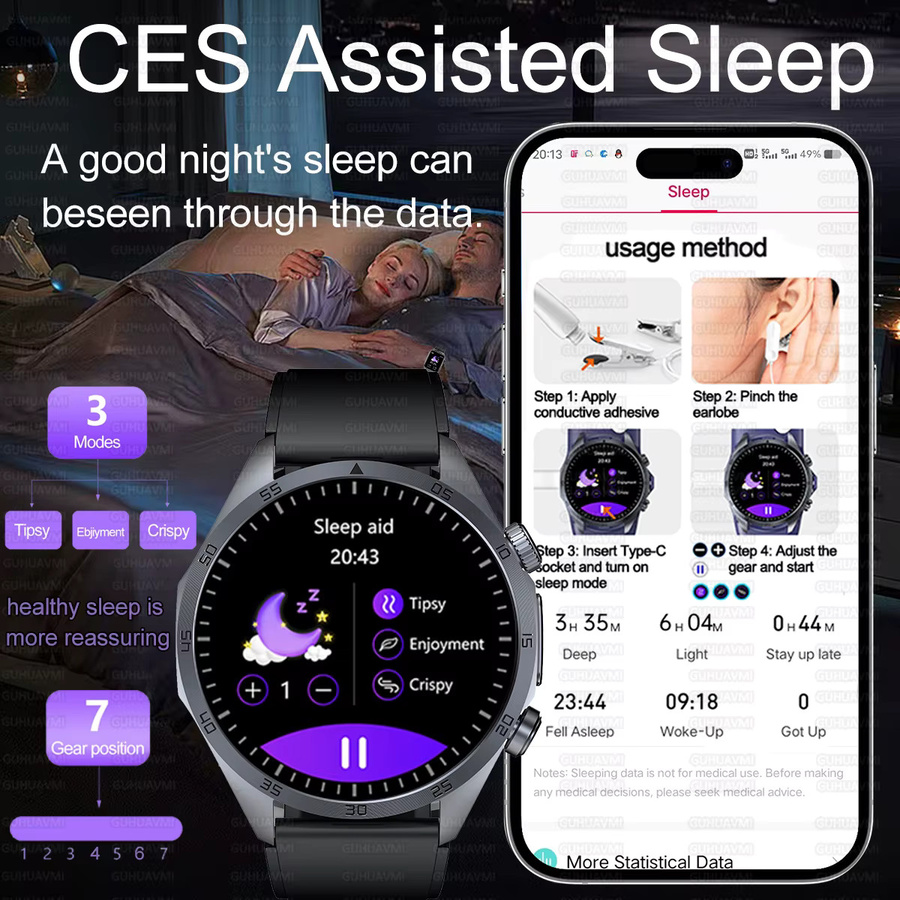 GUHUAVMI Gesundheits-Smartwatch mit EKG, PPG, Bluetooth-Anruf und Schlafanalyse in Schwarz oder Blau - Bild 3
