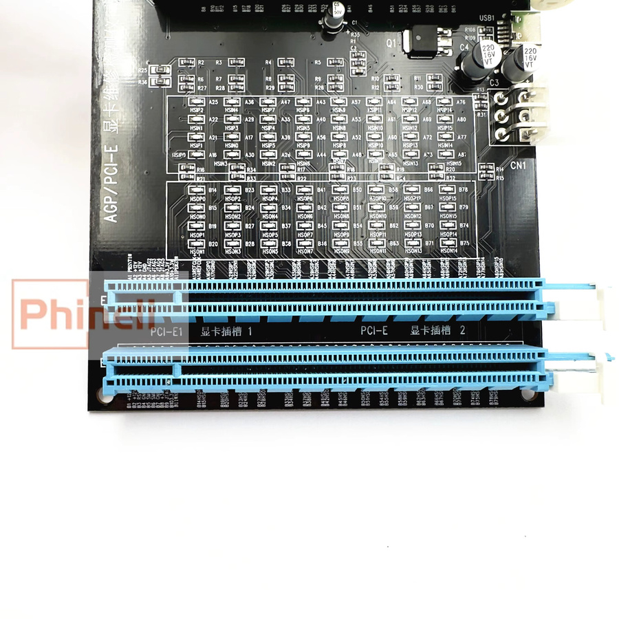 Phineli PC AGP PCI-E X16 Dual-Use-Sockel-Tester zur Diagnose von Grafikkarten in Schwarz - Bild 1