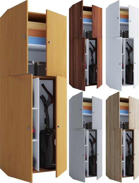 VCM Besenschrank Lona Putzschrank aus Holz in Braun B: 40 cm, T: 59,2 cm, H: 184 cm - Bild 1