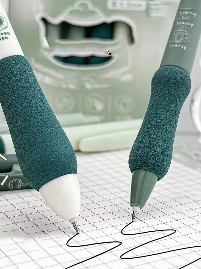 6er Set Gelstifte mit Soft-Grip und Schwamm-Griff in Kaffee-Farben für Studenten und Schule - Bild 2