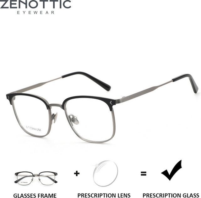 ZENOTTIC Korrektionsbrille, Vollrand, Quadrat, Titan, Schwarz, Unisex - Bild 1
