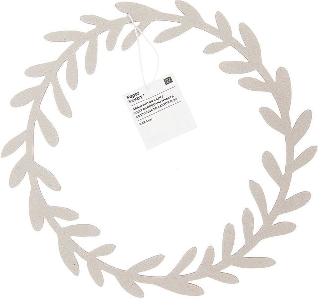 Rico Design Paper Poetry Kranz aus Graukarton in Grau, B: 30 cm, H: 28,5 cm - Bild 1