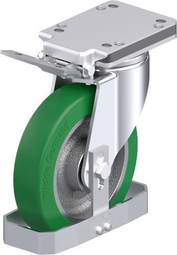 Blickle Stahlblech-Lenkrolle LH-GST 200K-IS-FS in Silber und Grün mit 200 mm Rad-Durchmesser und 800 kg Tragfähigkeit - Bild 1