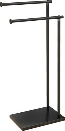 HOMCOM Handtuchhalter stehend aus Metall mit 2 Stangen, Badetuchhalter für das Badezimmer, Schwarz, B/T/H: 35,5 x 20 x 78 cm